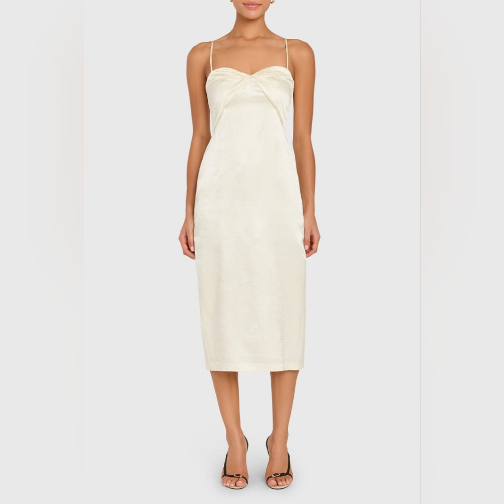 NWT Amanda Uprichard Ivory White Satin Sweetheart Soho Midi Dress – Sz Medium